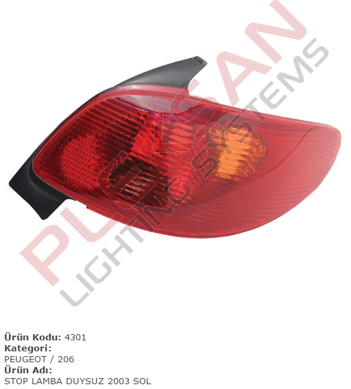 STOP LAMBASI (SOL)(DUYSUZ) PEUGEOT 206 03-