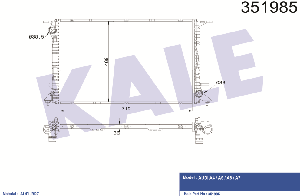 SU RADYATÖRÜ (BRAZING)(MT) AUDI A4 (08-12) / A5 (09-17) / A6 (11+)