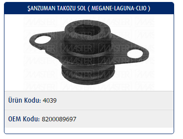 ŞANZUMAN TAKOZU (SOL) RENAULT R19 / R21 / CLIO SYMBOL / MEGANE I / SCENIC I / KANGOO