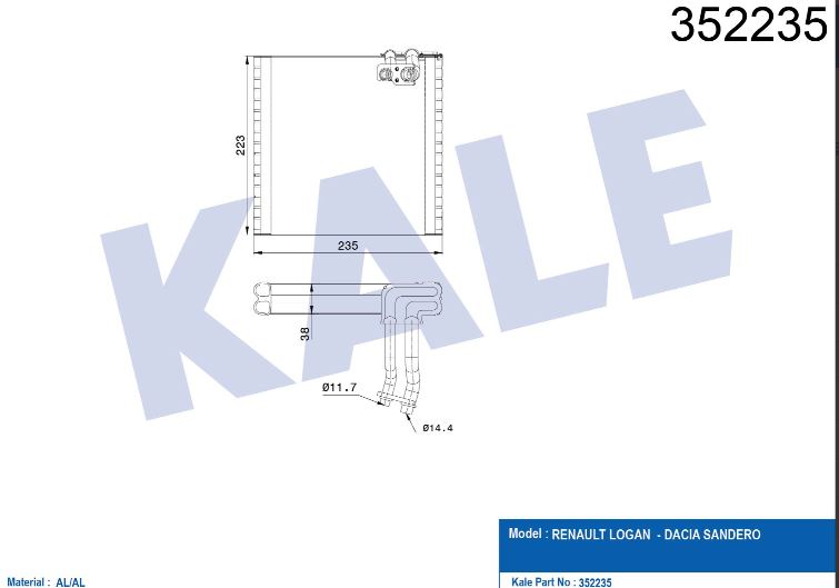 EVAPORATOR (BRAZING) RENAULT LOGAN / DACIA SANDERO