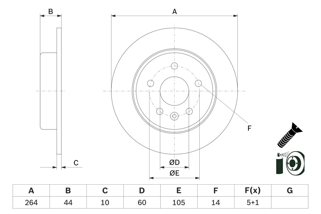 FREN DİSKİ (ARKA) OPEL ASTRA K 1.0T-1.2T-1.4-1.6 CDTI 19-