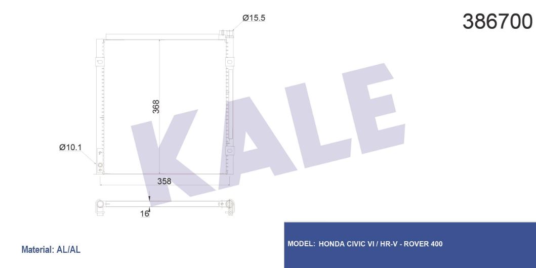 KLİMA RADYATÖRÜ (BRAZING)(KURUTUCUSUZ) HONDA CIVIC VI-HR-V 1.4I-1.5I-1.6