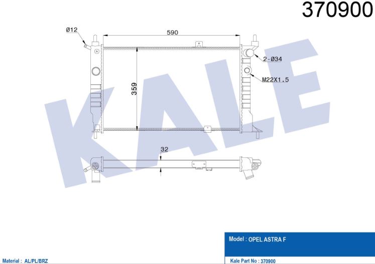 SU RADYATÖRÜ (BRAZING)(MT) OPEL ASTRA F 1.4-1.6-1.8-2.0
