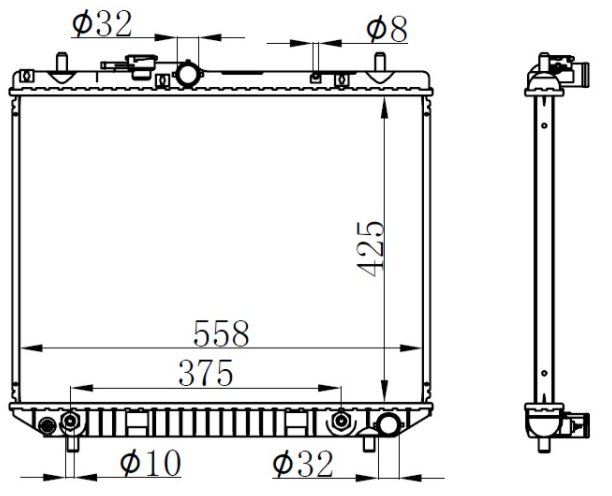 SU RADYATÖRÜ (BRAZING)(BDH000) DAİHATSU TERİOS 1.3İ 16V 97- (425X558X16)