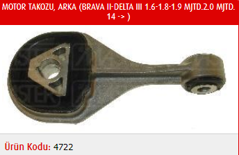 MOTOR TAKOZU (ARKA) FIAT BRAVA II 1.6-1.8-1.9 MJTD-2.0 MJTD 14-