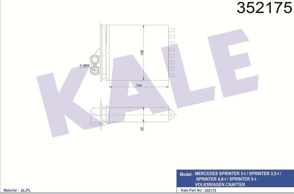 KALORİFER RADYATÖRÜ (MEKANİK) M.BENZ SPRINTER 3-t / SPRINTER 3,5-t / S