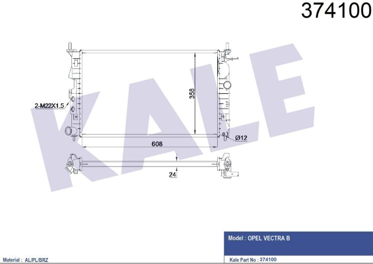 SU RADYATÖRÜ (BRAZING)(MT) OPEL VECTRA B 2.5I V6-2.6I V6-I 500