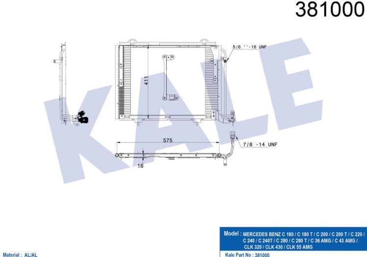 KLİMA RADYATÖRÜ (BRAZING)(KURUTUCUSUZ) M.BENZ W202 (93+) W208 (97+) AL/A