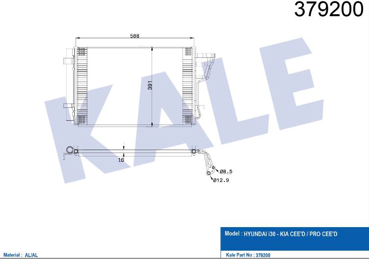 KLİMA RADYATÖRÜ (BRAZING)(AT/MT)(KURUTUCULU) HYUNDAI İ30 - KIA CEED / PRO CEED 1.4 1.6 07-