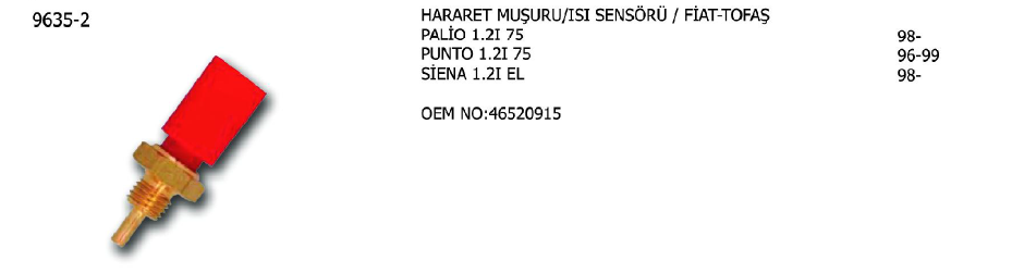 HARARET MÜŞÜRÜ ISI SENSÖRÜ FIAT PALIO / PUNTO