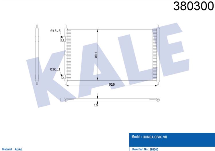 KLİMA RADYATÖRÜ (BRAZING)(AT/MT)(KURUTUCUSUZ) HONDA CIVIC VII 1.4 (01+)