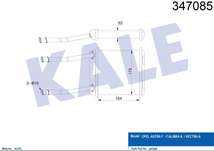 KALORİFER RADYATÖRÜ (MEKANİK)(BORULU) OPEL ASTRA F -CALIBRA A -VECT