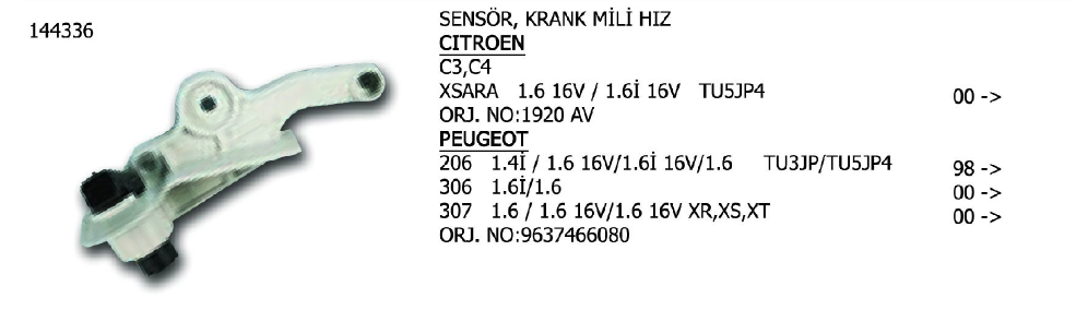 SENSÖR KRANK MİLİ HIZ CITROEN/PEUGEOT