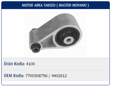 MOTOR TAKOZU (ARKA) RENAULT MASTER II / OPEL MOVANO