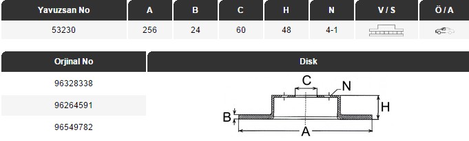 FREN DİSKİ (ÖN)(256MM) CHEVROLET LACETTİ-EVANDA 2.0-1.4-1.6