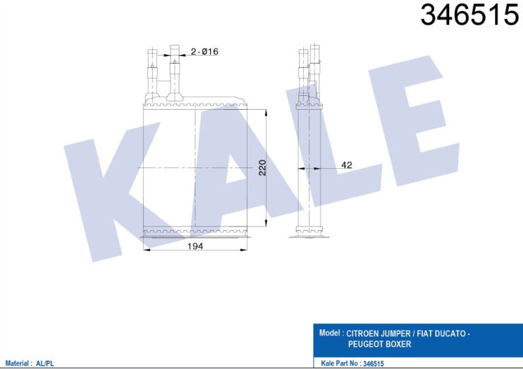 KALORİFER RADYATÖRÜ (MEKANİK) PEUGEOT BOXER - JUMPER (DJ5-DJ5T-DJ5TED