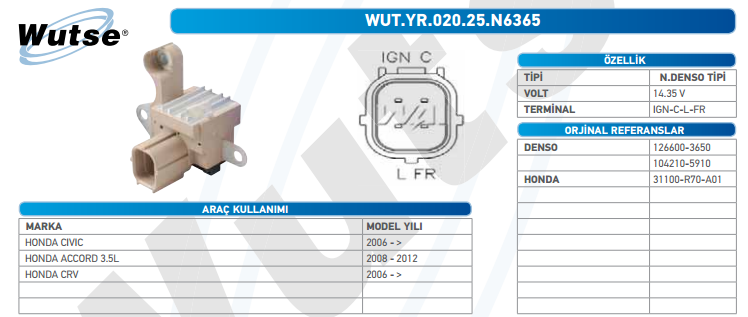 KONJEKTÖR 12V (DENSO TİPİ) HONDA CIVIC 06-