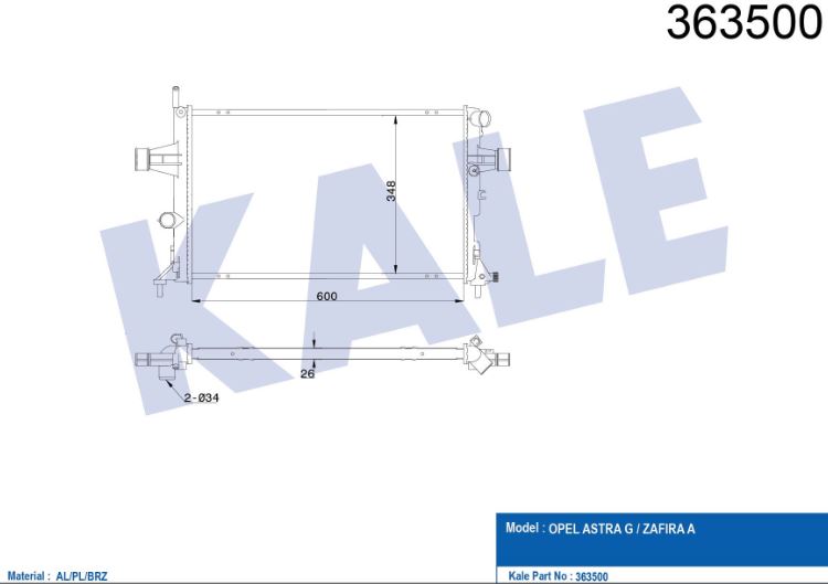 SU RADYATÖRÜ (BRAZING)(MT) OPEL ASTRA G/ZAFIRA A