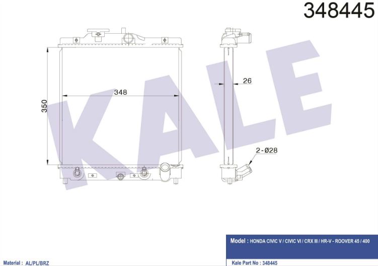 SU RADYATÖRÜ (BRAZING)(AT) HONDA CIVIC V / CIVIC VI / HR-V-ROVER