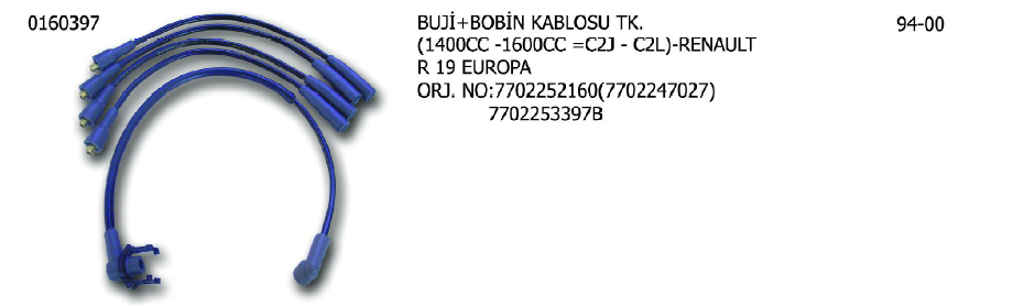 BUJİ+BOBİN KABLOSU RENAULT R19