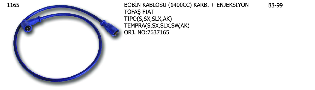 BOBİN KABLOSU KARBÜRATÖRLÜ FIAT TEMPRA / TIPO 1.4