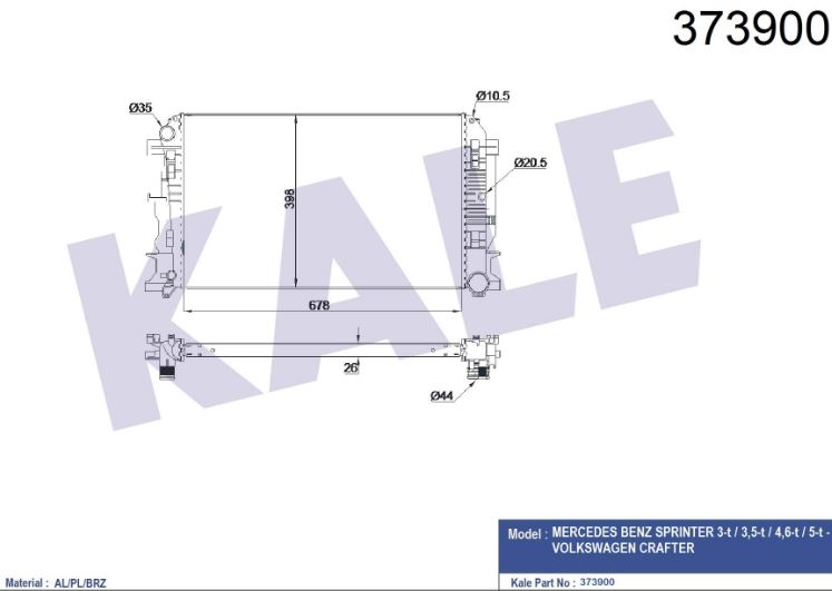 SU RADYATÖRÜ (BRAZING)(MT) VW CRAFTER 06- / SPRINTER 06-