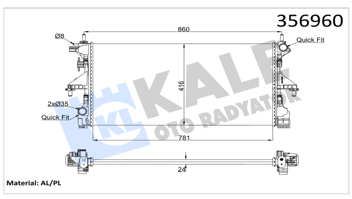 SU RADYATÖRÜ (MEKANİK)(MT) PEUGEOT BOXER / CITROEN JUMPER 2.2/3.0HDI 06- / FIAT DUCATO 2.3D MTJ 11-