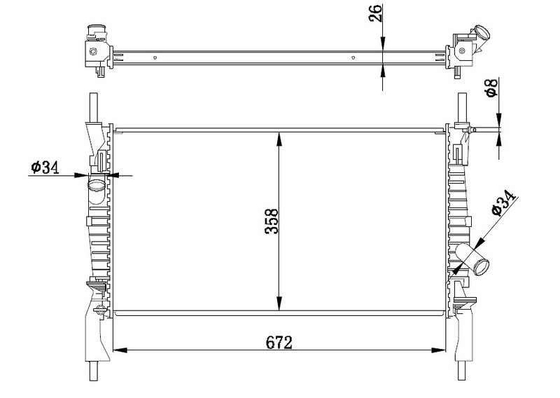 SU RADYATÖRÜ (BRAZİNG)(MT)(BFR114) FORD TRANSİT 2.2 TDCİ 06-