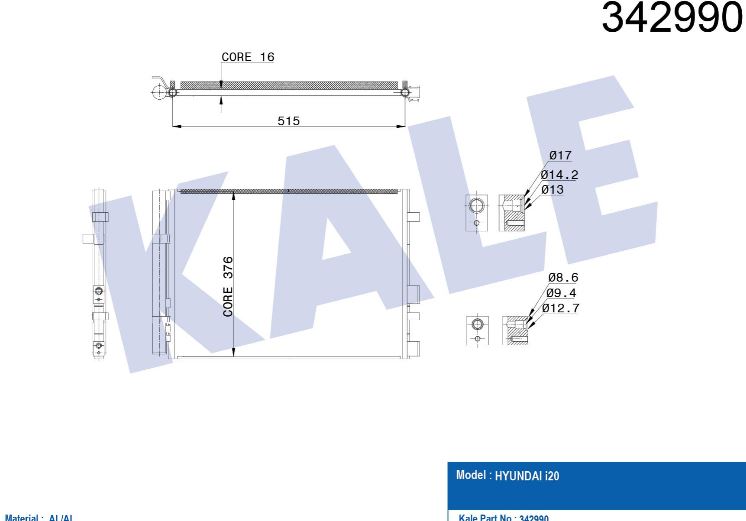 KLİMA RADYATÖRÜ (BRAZING)(MT)(KURUTUCULU) HYUNDAI İ20 1.4CRDI 08-15