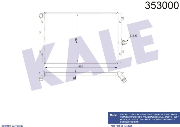 SU RADYATÖRÜ (BRAZING)(AT/MT) A3-TT-ALTEA-LEON-TOLEDO-OCTAVIA-SUPERB