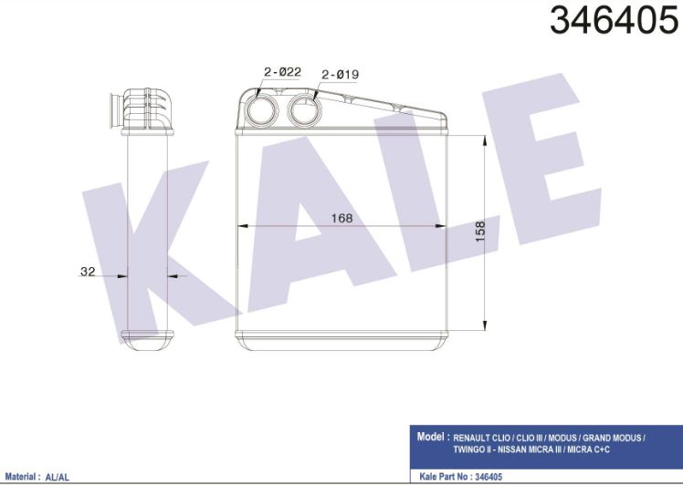 KALORİFER RADYATÖRÜ (BRAZING) RENAULT MODUS-CLIO III 1.2/1.4/1.5DCI