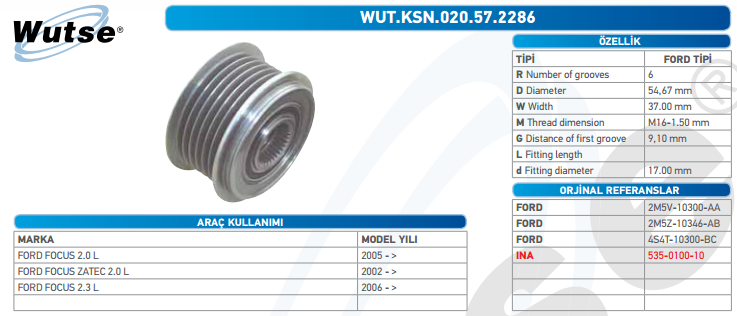 ALTERNATÖR KASNAĞI (DENSO TİPİ) FORD FOCUS 2.0-2.3 05-