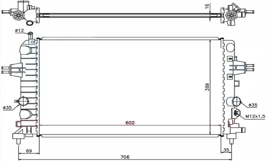 SU RADYATÖRÜ (MEKANİK)(MT)(MOP334) OP ASTRA H 1.6İ/1.8İ 04-