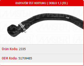 RADYATÖR ÜST HORTUMU FIAT DOBLO 1.3 JTD 04-