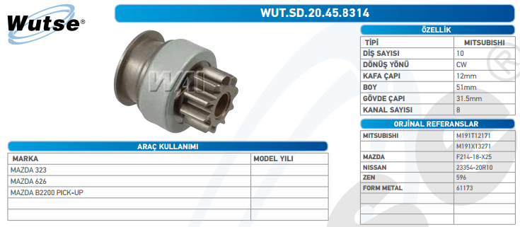 MARŞ DİŞLİSİ (MITSUBISHI TİPİ) 10T MAZDA 3.23- 6.26- B22