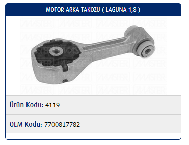 MOTOR TAKOZU (ARKA) RENAULT LAGUNA I 1.8-2.0 16V