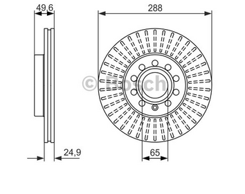 FREN DİSKİ (ÖN)(288MM) VW PASSAT B8 KASA / CADDY III 04- / GOLF V-PLUS-VARİANT ALL MODELS TYPE1EZ-1ZP 03- / JETTA III 1.6İ-2.0 16V-2.0İ 05- / AUDI A3 2.0 İ 16 V FSI-TDI 03-  0986479088 [288 MM / 25-22 MM] HAVA KANALLI