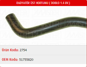 RADYATÖR ÜST HORTUMU FIAT DOBLO 1.4 8V 05-