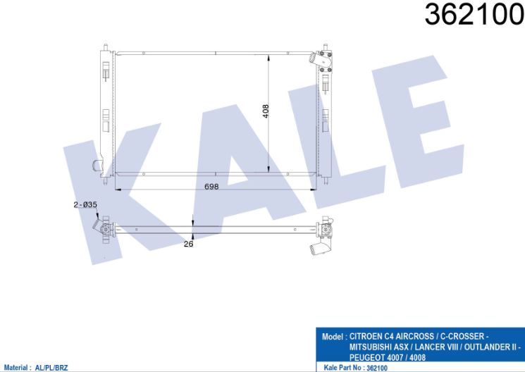 SU RADYATÖRÜ (BRAZING)(AT/MT) CITROEN C4 AIRCROSS / MITSUBISHI ASX