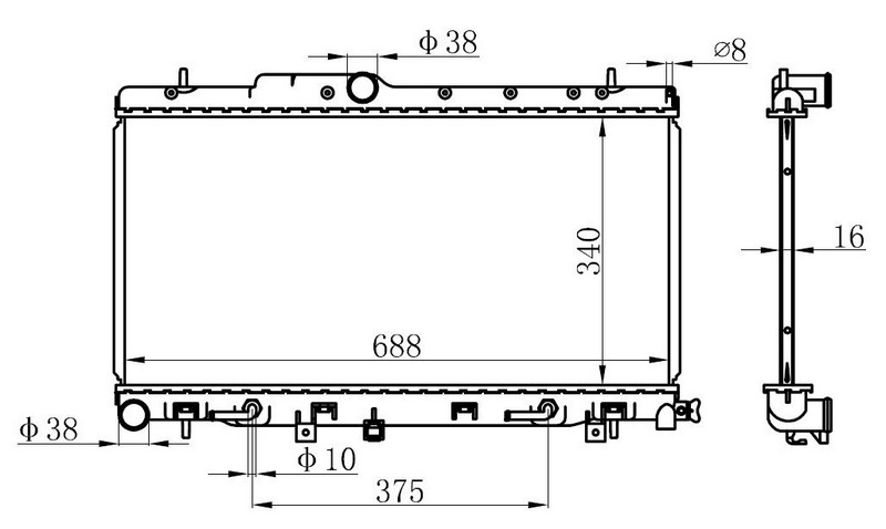 SU RADYATÖRÜ (BRAZİNG)(AT)(BSU006) SUBARU SUBARU IMPREZA 2.0 02-