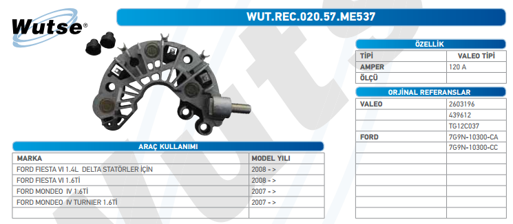 DİOT TABLASI (VALEO TİPİ) F.FIESTA VI 1,4TDCI-F.MONDEO IV