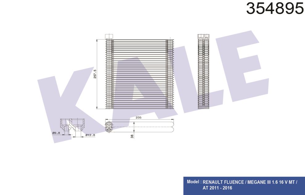 EVAPORATOR (BRAZING)(AT/MT) RENAULT FLUENCE / MEGANE III 1.6 16V 11-16