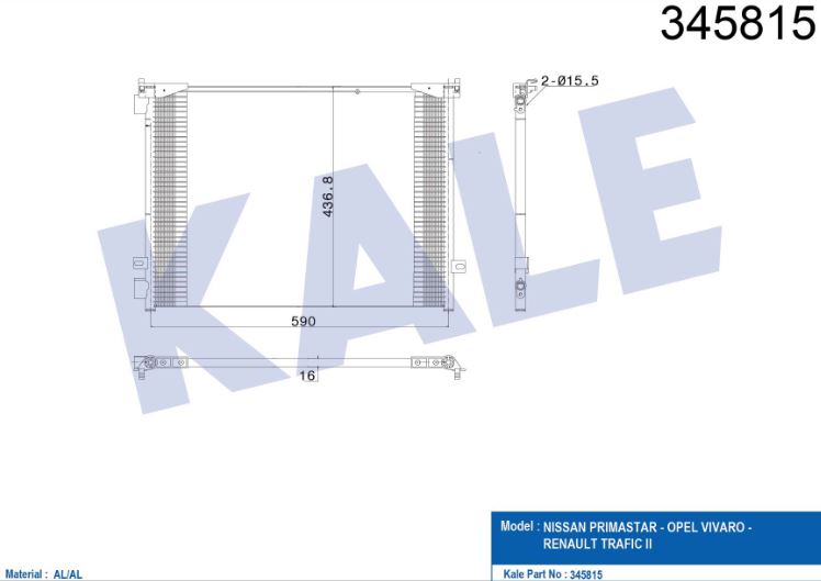 KLİMA RADYATÖRÜ (BRAZING)(KURUTUCUSUZ) RENAULT TRAFIC II (06+) 2.0 16V-2