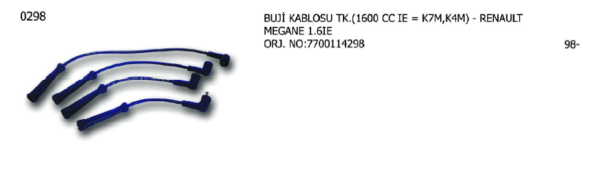 BUJİ KABLOSU TK RENAULT MEGANE 1.6