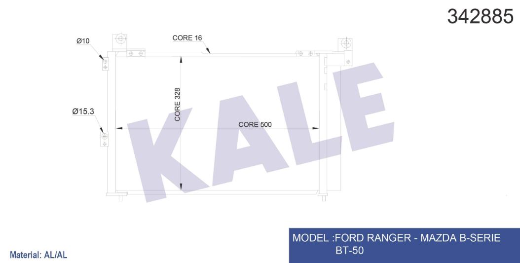 KLİMA RADYATÖRÜ (BRAZING)(KURUTUCULU) FORD RANGER 2.5TD (99-06)