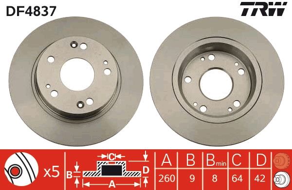 FREN DİSKİ (ARKA) HONDA CIVIC IX 1.8İ VTEC-1.6 11- / CIVIC VIII 1.4-1.8-2.2 CDTI 05-