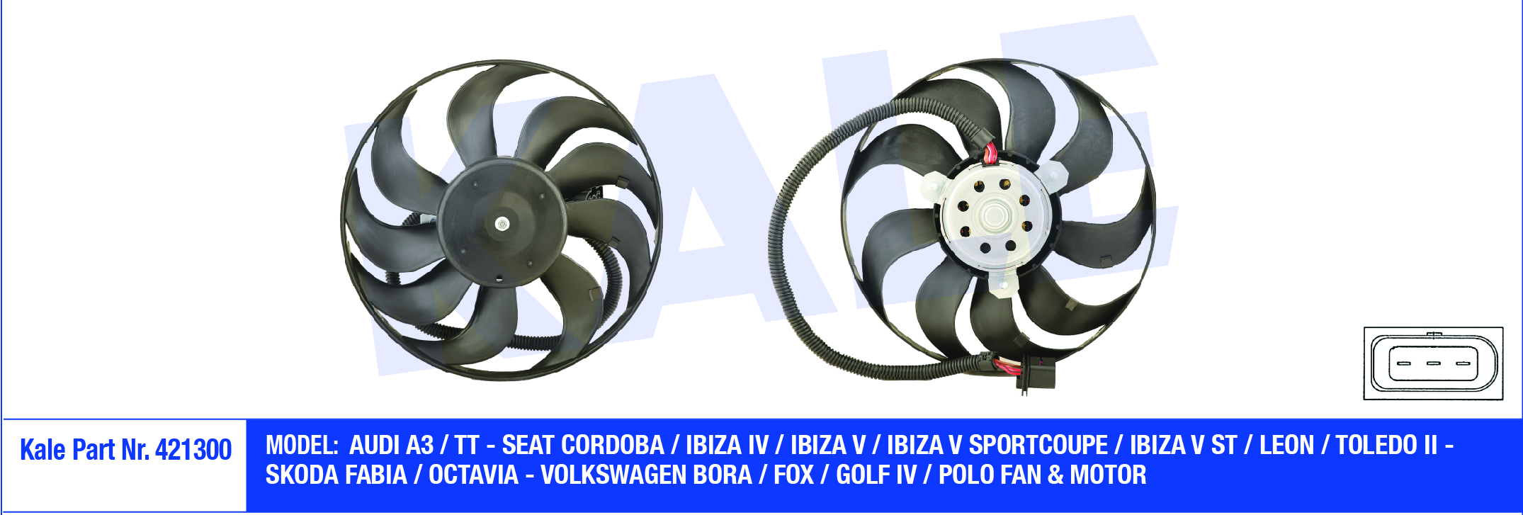 FAN MOTORU AUDI A3-TT-SEAT CORDOBA-IBIZA IV-V-LEON-TOLEDO II-SKODA FABIA 220/60W 290mm