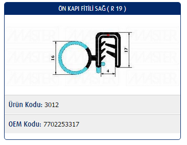 KAPI FİTİLİ (ÖN)(SAĞ) RENAULT R19