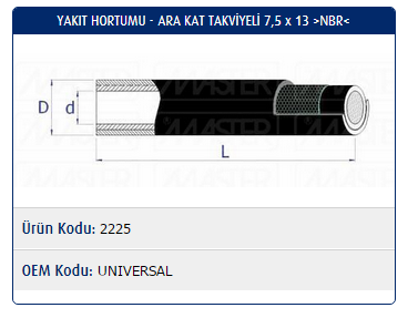 YAKIT HORTUMU ARA KAT TAKVİYELİ 7,5x13 (PVC NBR) UNIVERSAL