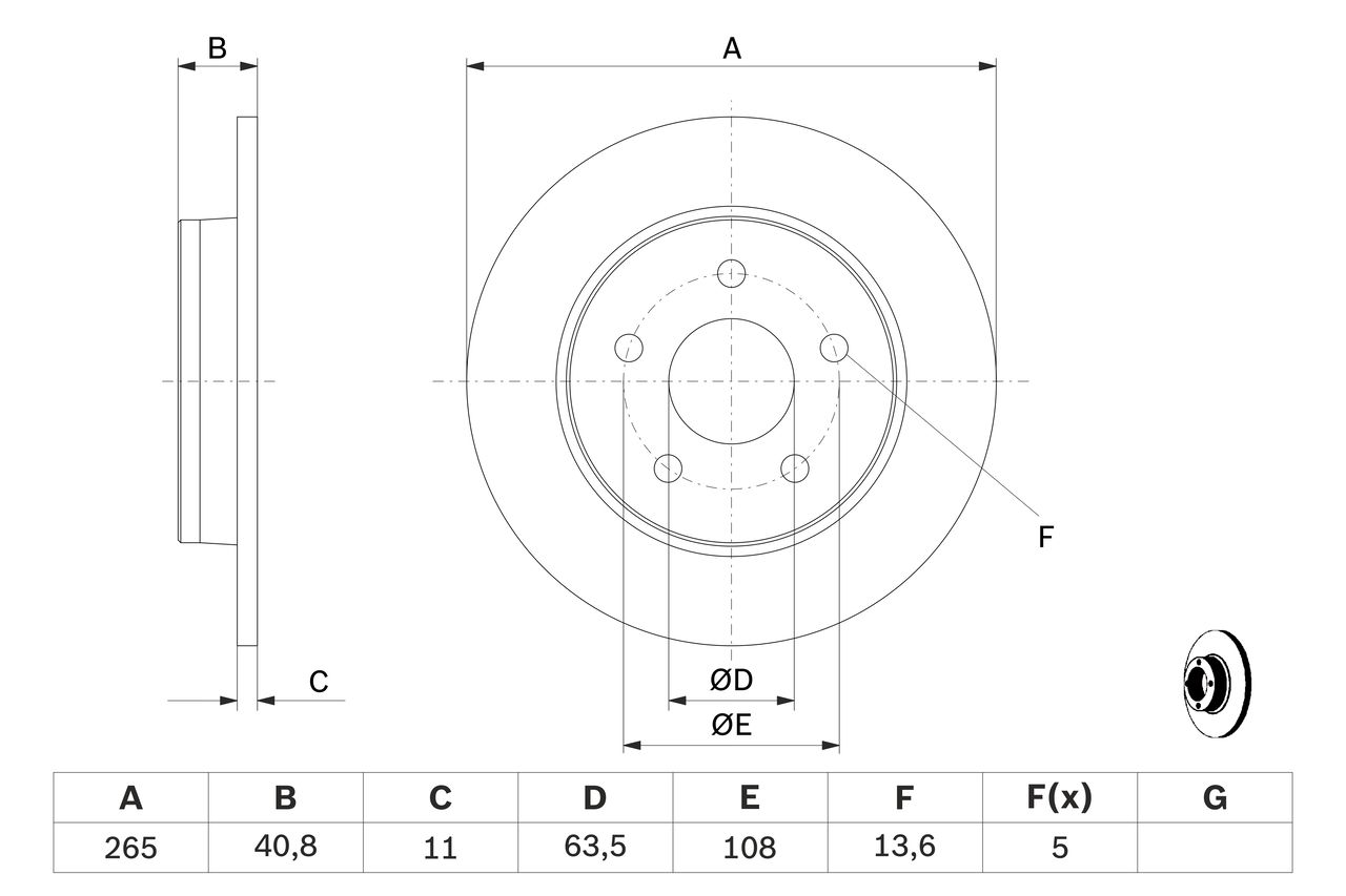 FREN DİSKİ (ARKA)(264,8MM) FORD C-MAX 1.6-1.6 TDCİ 07- / FOCUS II 1.6-1.6 TDCİ 04-